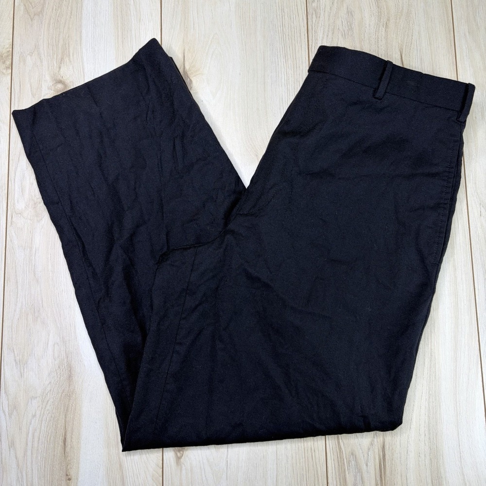 ZANELLA STRETCH Cashmere Wool Soft Flannel Dress Pants Mens 34x29 Black Italy